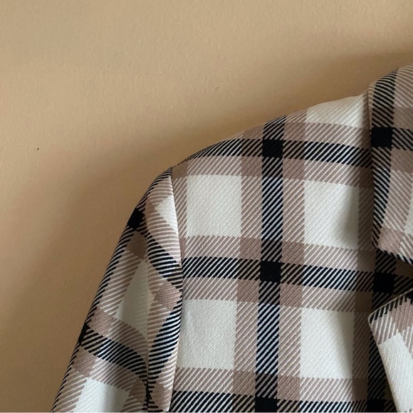 H&M Double Breasted Blazer Woman Large Plaid Boxy Oversized Lined Preppy Office - Picture 4 of 15